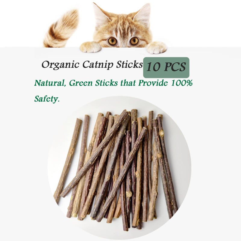 Ueerdand 10 PCS Catnip Sticks Organic Cat Chew Toys Natural Plant Matatabi Silvervine Chew Sticks Teeth Cleaning Chew Toy Kitten Kitty - Image 2